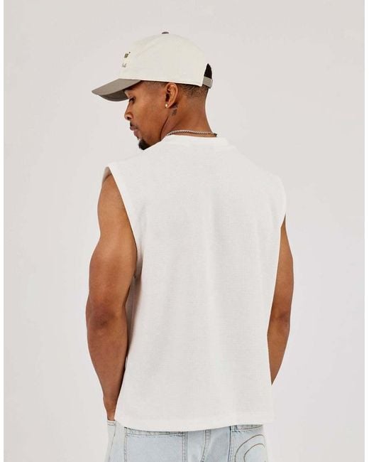 CERNUCCI White Waffle Embroidered Tank for men