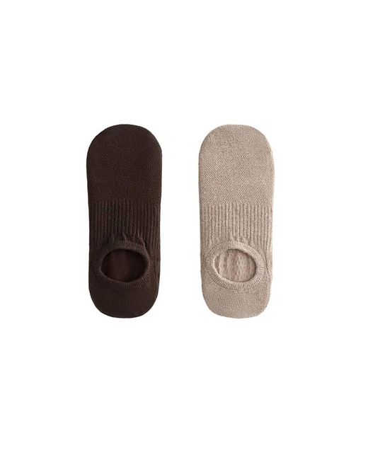 Oysho Brown 2 Pairs Of Cotton Blend Yoga And Pilates Socks