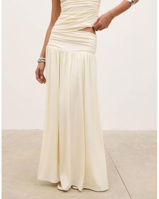 Pretty Lavish Natural Lydia Ruched Maxi Skirt Co-Ord