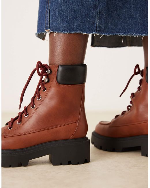 ASOS Blue Author Lace-up Worker Boots