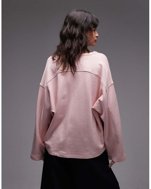 ARKET Pink Pure Cotton V-neck Sweatshirt