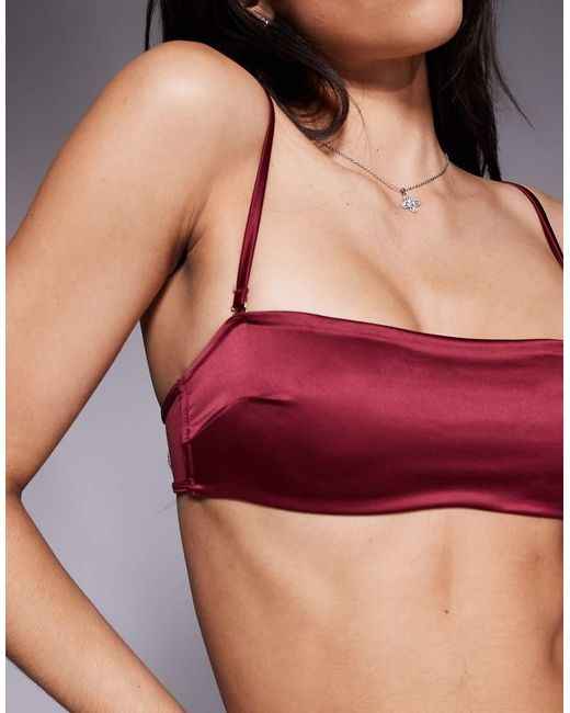 ASOS Red Asos Deisgn Brooke Clean Satin & Mesh Bandeau Bra With Removable Straps
