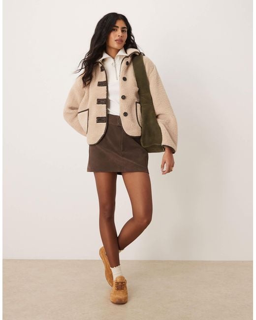 Jdy Natural Contrast Trims Teddy Jacket