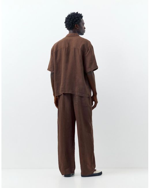 Pantalon en 100 % lin Pull&Bear pour homme en coloris Brown