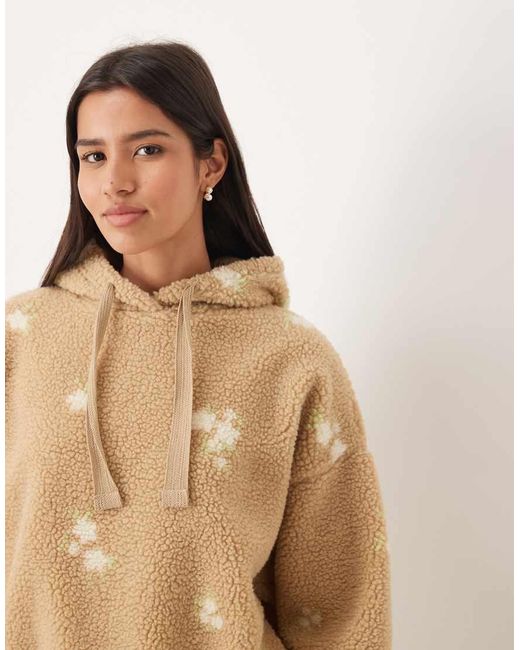 ASOS Natural Lounge Faux Shearling Oversized Hoodie