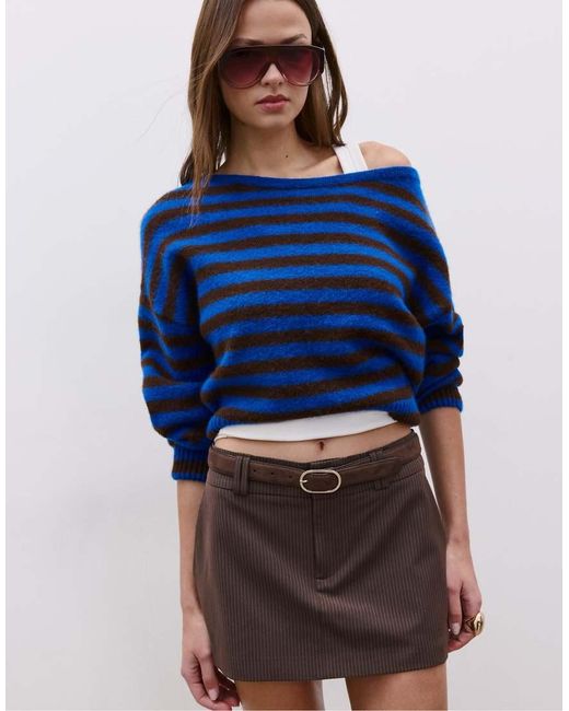 Stradivarius Blue Mini Skort With Belt