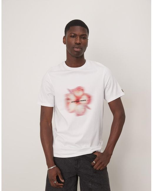Lyle & Scott Pink Motion Floral Graphic T-shirt for men