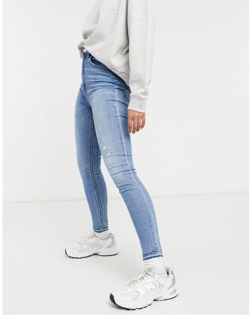 Stradivarius Denim Super High Waist Skinny Jean in Blue - Save 39% | Lyst
