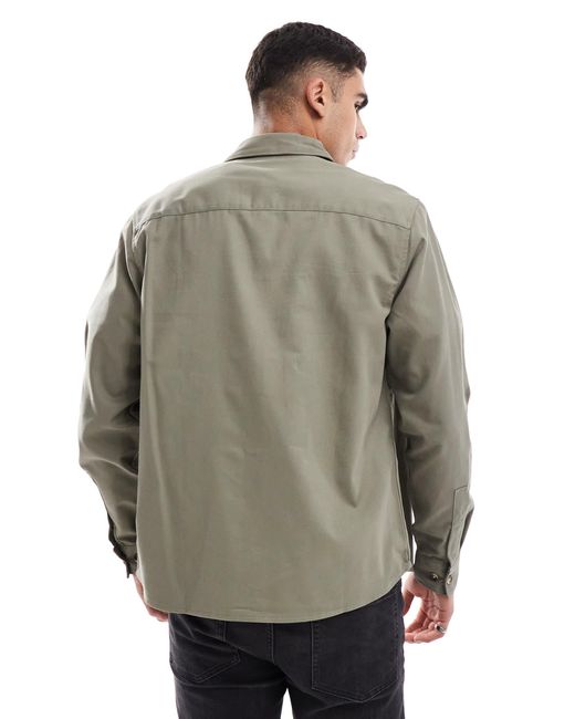 ASOS – baumwoll-hemdjacke in Green für Herren