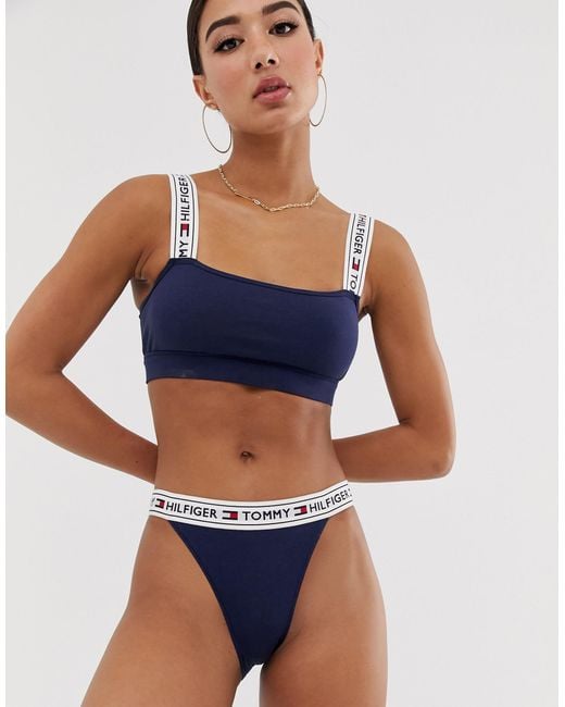 Tommy Hilfiger Blue Logo Strap Bralette