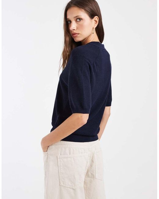 Lacoste Blue Short Sleeve Logo Knit Polo Top