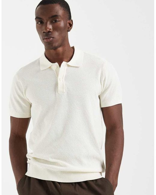 Blend White 100% Cotton Regular Fit Knitted Polo for men