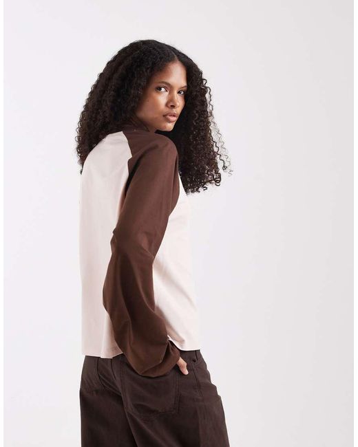 ASOS Natural Oversized Long Sleeve Raglan Top