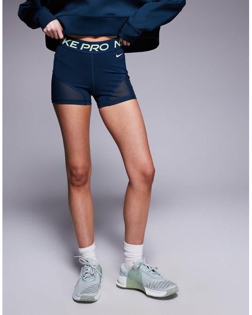 Nike Blue Nike Pro Training Sculpt High Waisted 3 Inch legging Shorts
