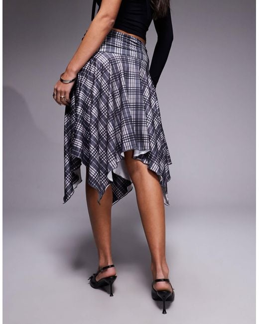 Princess Polly Blue Scholar Ruched Waist Asymmetric Hem Midi Skirt