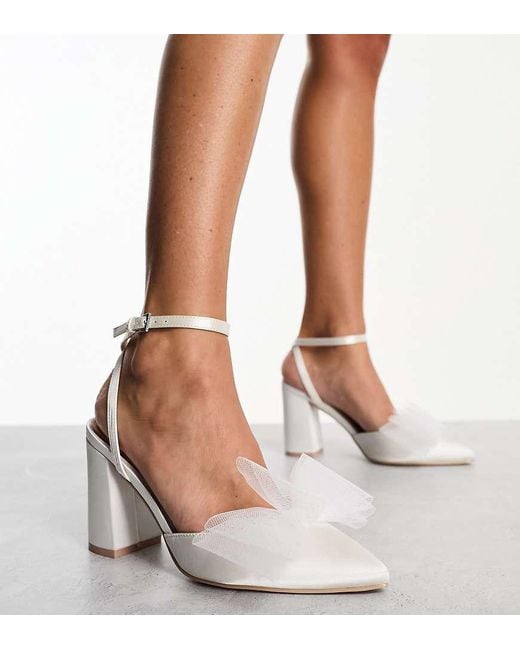 Be Mine Bridal Frankie embellished heeled shoes in ivory satin-White