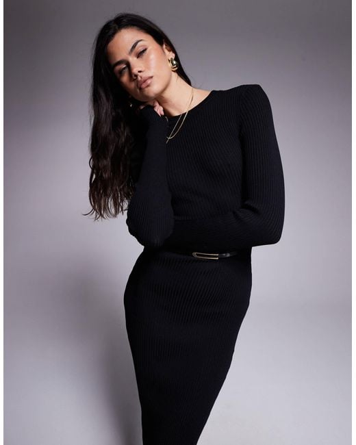 River Island Crew Neck Knitted Midi Dress in Blue | Lyst