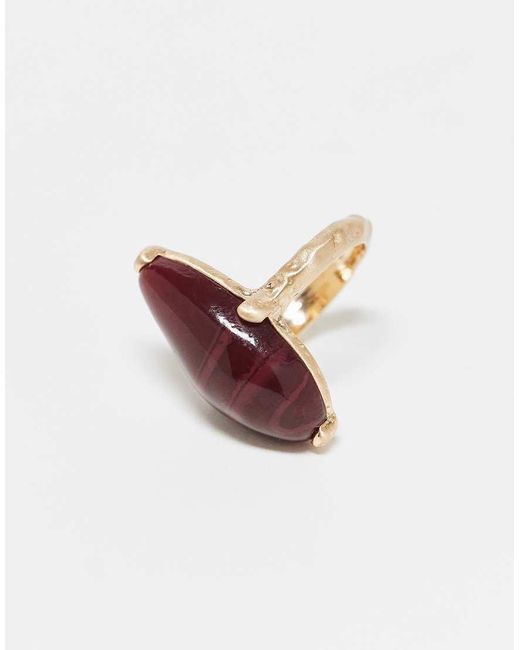 ASOS Ring Met Halfedelsteen in het Red