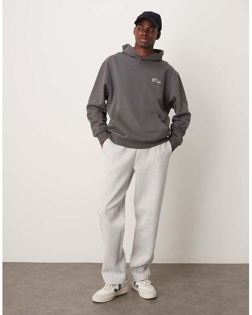 ASOS Joggingbroek Van Zware Scubastof Met Rechte Pijpen En Plat Gestikte Plooien in het Gray voor heren