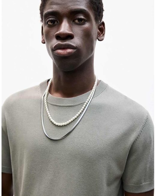 Pull&Bear T-Shirt Van Viscose Met Ronde Hals En Korte Mouwen in het Gray voor heren