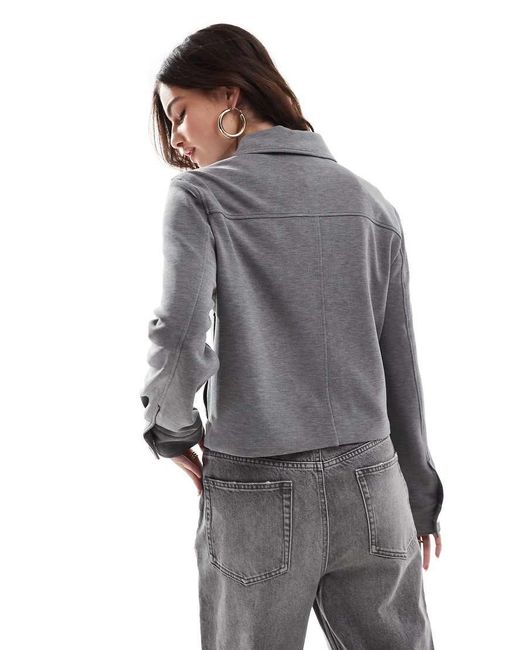 Stradivarius Gray Pocket Detail Fitted Bomber Jacket