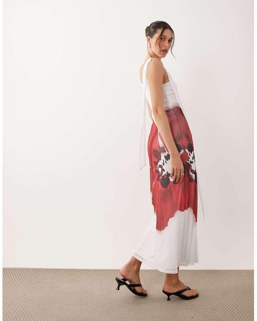 ASOS Pink Placement Print Midi Dress