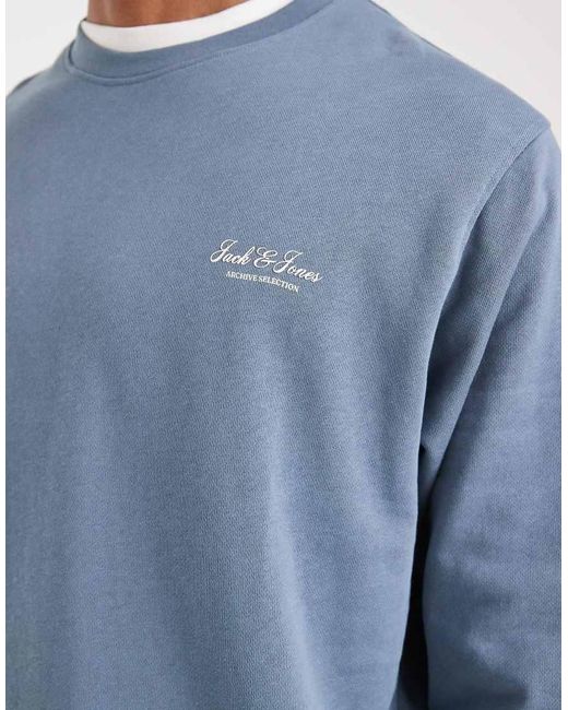 Jack & Jones Blue Sweatshirt With Script Logo for men