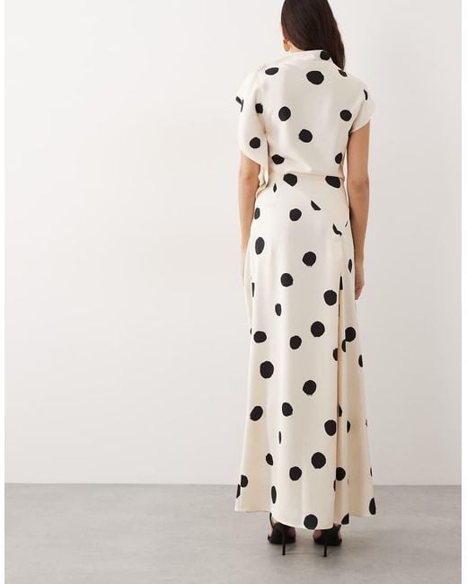 ARRANGE White Split Shoulder Draped Maxi Dress