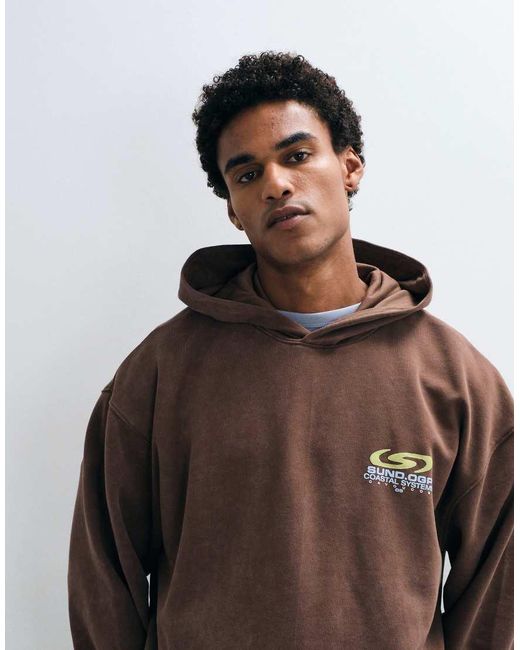 ASOS Brown Heavyweight Oversized Hoodie With Graphic for men