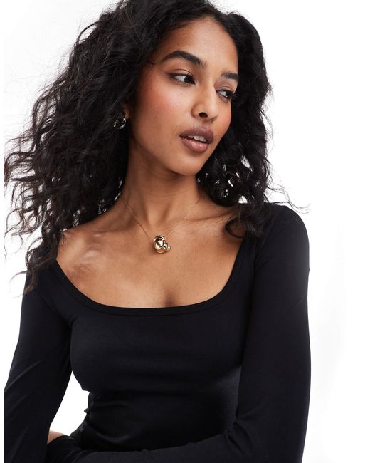 Stradivarius Black – str – langärmliges oberteil