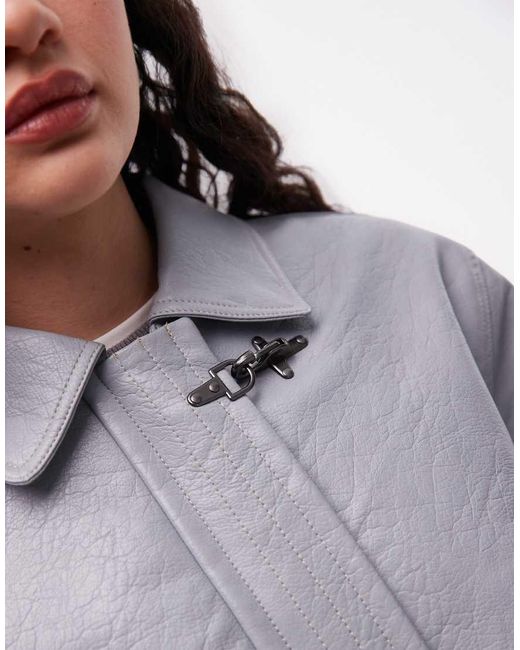 Collusion Gray Collar Detail Hardware Pu Jacket