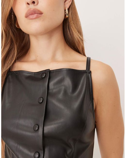 Gina Tricot Blue – geknöpftes pu-oberteil