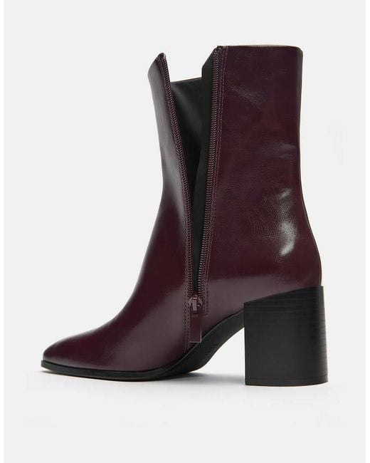 Pull&Bear Purple High-Heel Ankle Boots