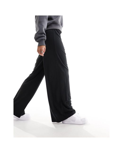 Monki Black Straight Leg Casual Soft Pants