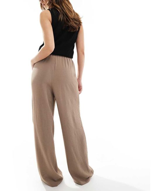 Pantalones Beis Fósil De Pernera Ancha Con Cintura Elástica De -Neutro Pieces de color Natural