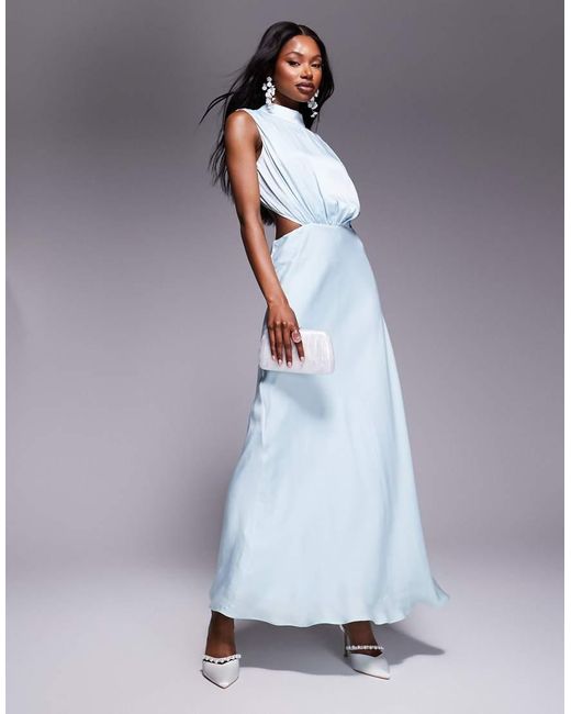 Bardot Gray Open Back High Neck Maxi Dress