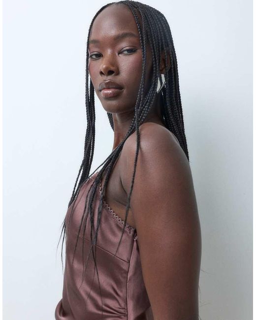 ASOS Brown Satin Mini Slip Dress