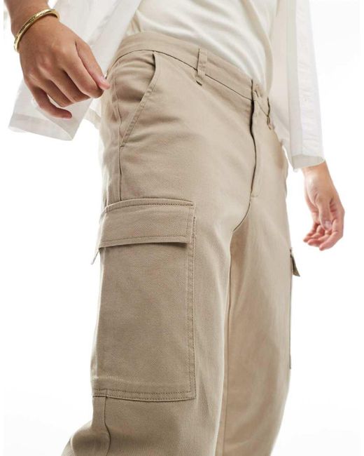 Only & Sons White Straight Fit Cargo for men