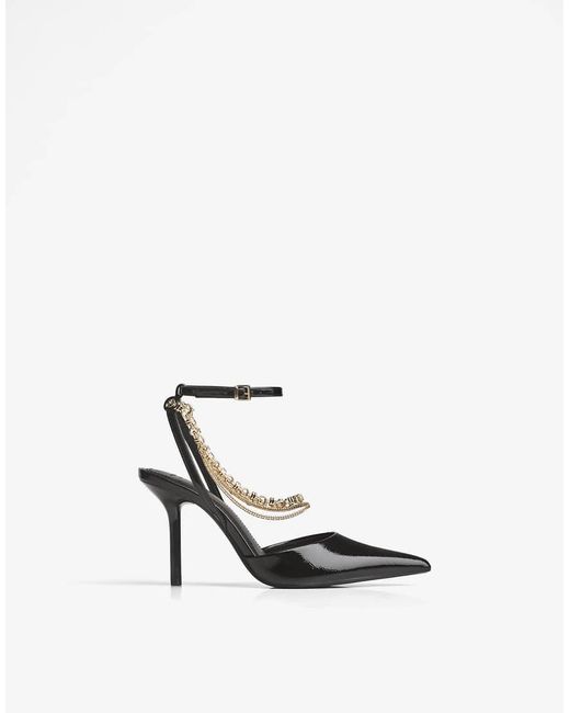 Bershka White Chain Detail High-Heel Shoes
