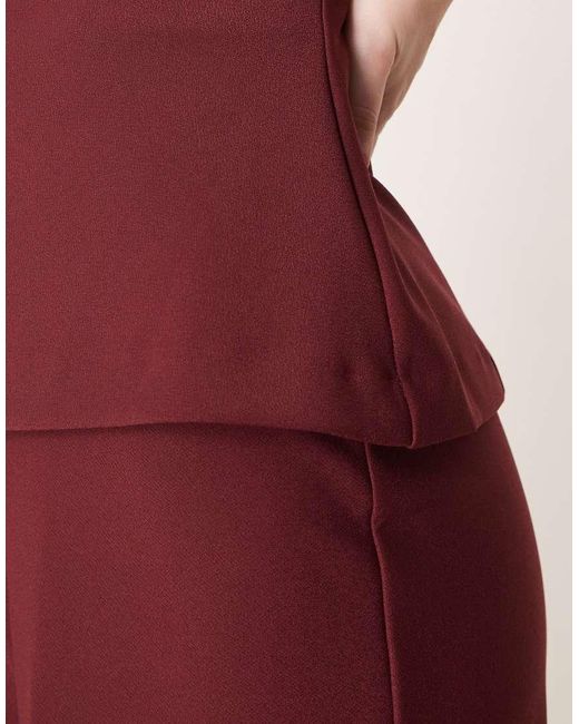 Abercrombie & Fitch Red Strapless Longline Tube Jumpsuit With Velvet Detailing