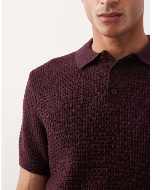 New Look Red Short Sleeve Knit Polo for men