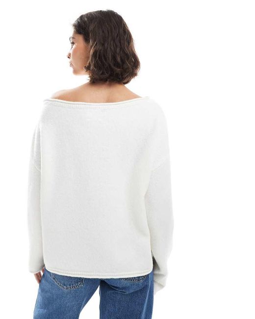 ASOS Blue Slouchy Off The Shoulder Jumper