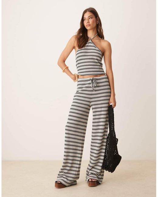 ASOS Brown Stripe Wide Leg Trouser