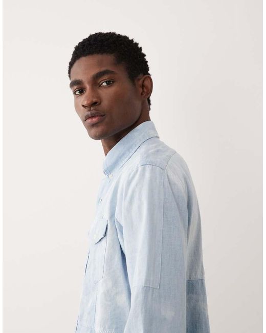 Polo Ralph Lauren Blue Patchwork Long Sleeve Shirt for men
