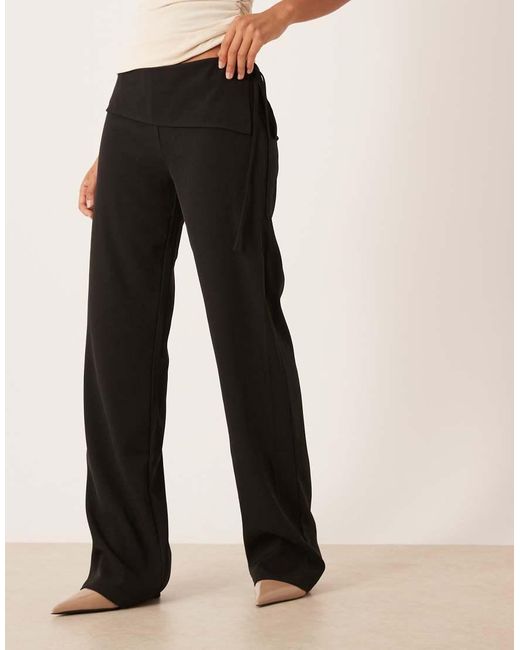 Motel Black Faria Tailored Low Rise Pants With Tie Side