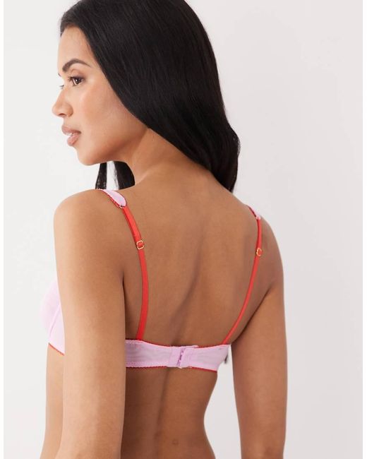 ASOS Brown Marley Sheer Mesh High Apex Balcony Underwire Bra With Picot Trim