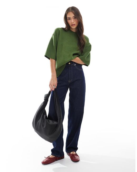 ASOS Gebreid Oversized T-Shirt Met Structuur in het Green
