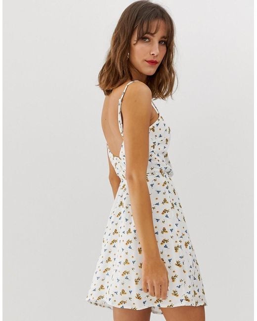 cotton square neck mini dress