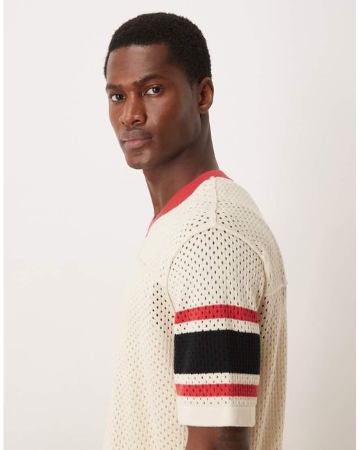 Camiseta De Manga Corta Con Rayas Retro De Punto De -Blanco Abercrombie & Fitch de hombre de color Natural