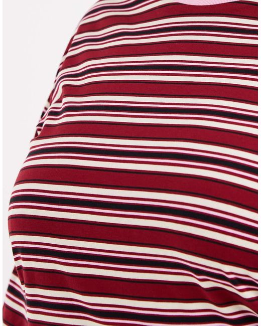 Vero Moda Red Cotton Oversized Long Sleeve T-shirt